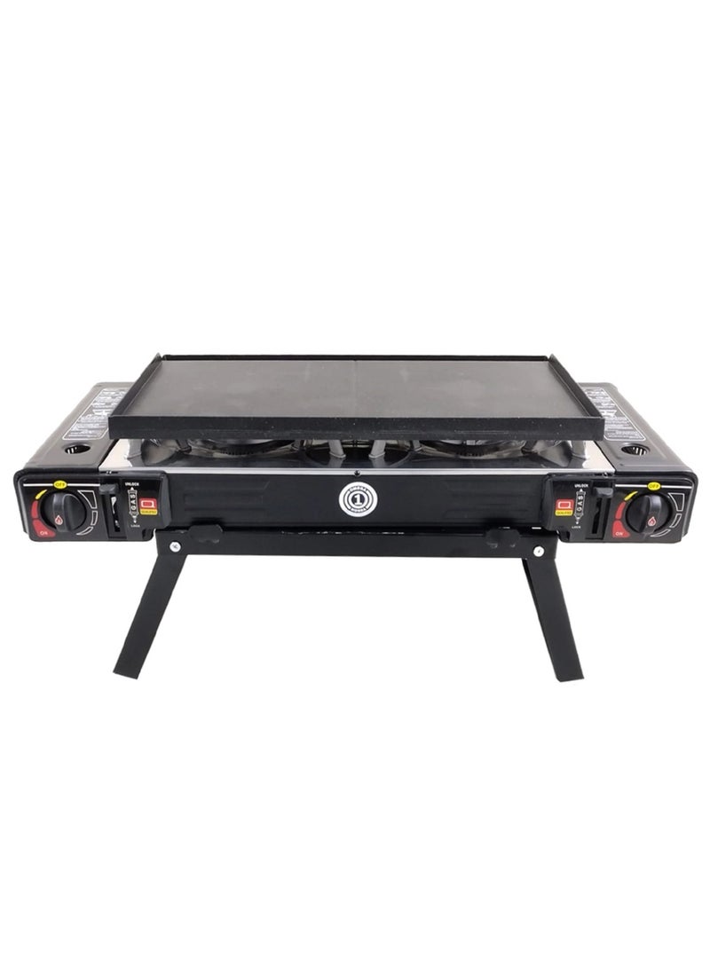 Portable Double Burner Gas Stove Set With Carry Bag