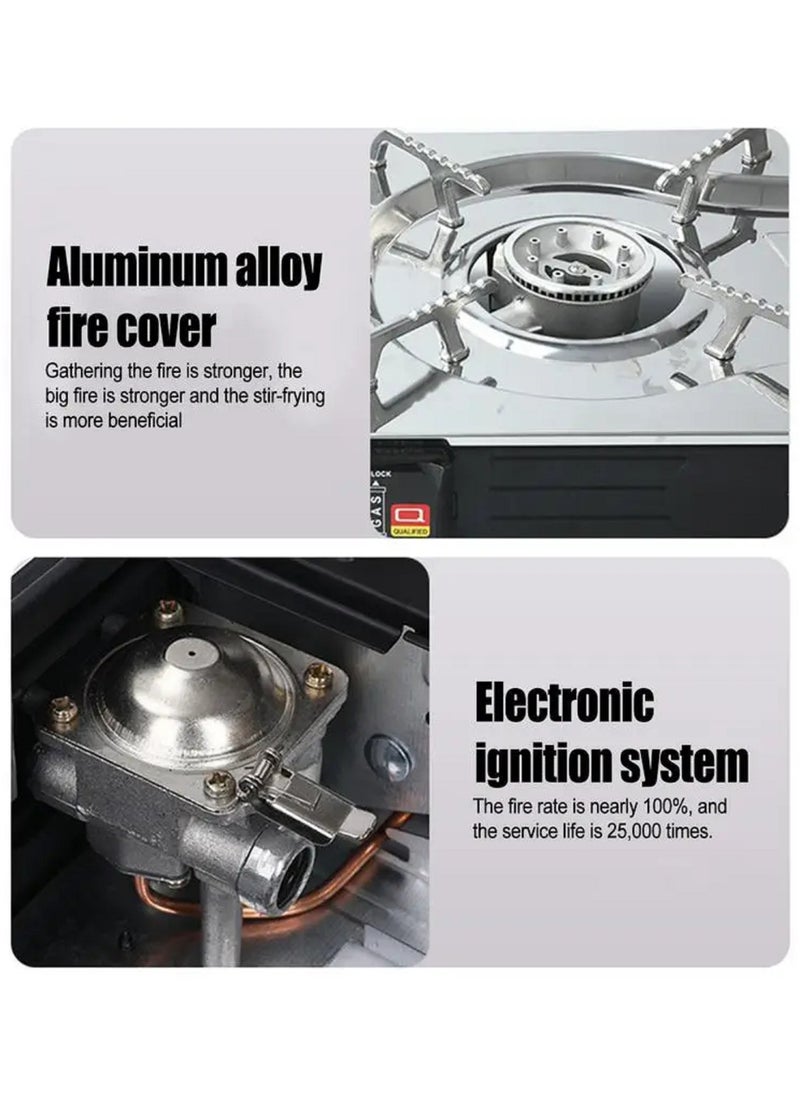 Portable Double Burner Gas Stove Set With Carry Bag