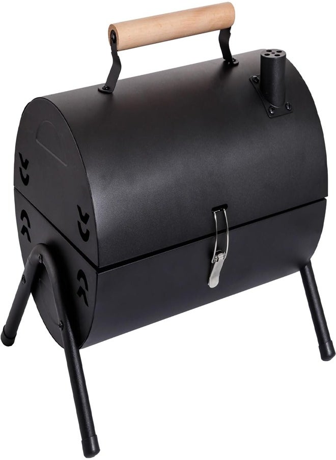 Portable Charcoal Grill With Cover And Chimney，Double Sided Barbecue，Tabletop BBQ Grill For Outdoor Camping Backyard Party Cooking (Metal : Black)