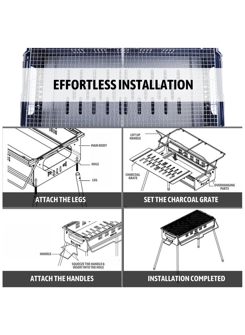 BBQ with Lifetable Grill Rust Resistant Portable BBQ Grill Easy to Dismantle Grill for Outdoor Camping