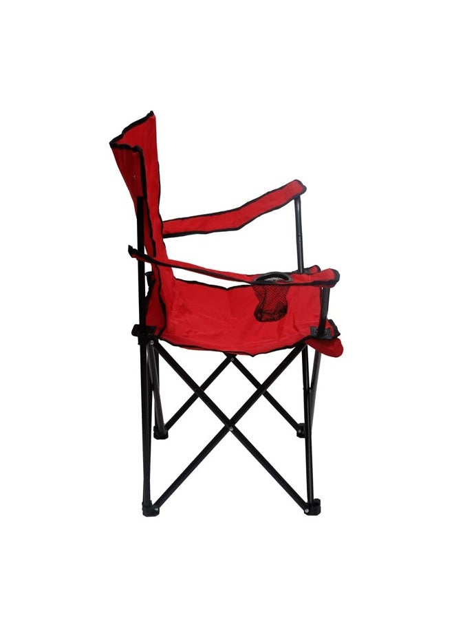 Portable Folding Camping Chair with Armrests - Red