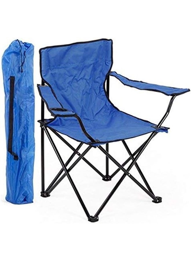 Portable Folding Camping Chair with Armrests - Blue