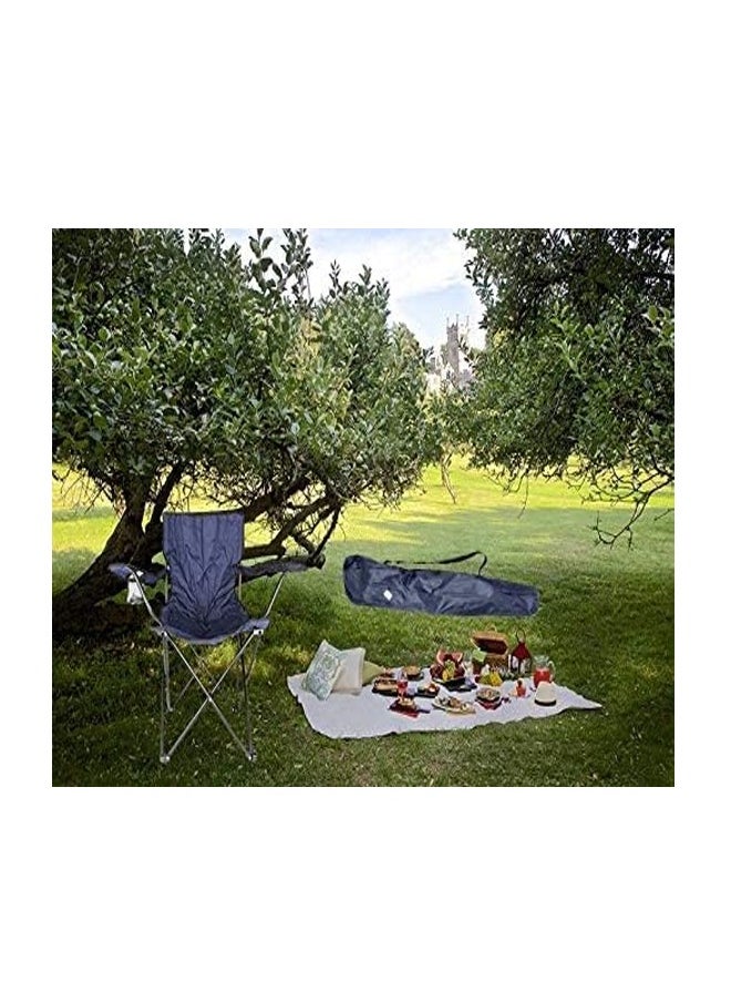 Portable Folding Camping Chair with Armrests - Blue