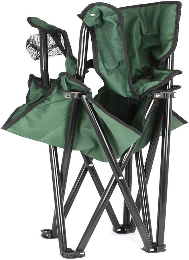Portable Folding Camping Chair with Armrests - Green