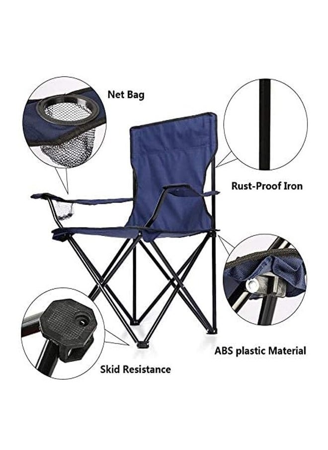 Portable Folding Camping Chair with Armrests - Dark Blue