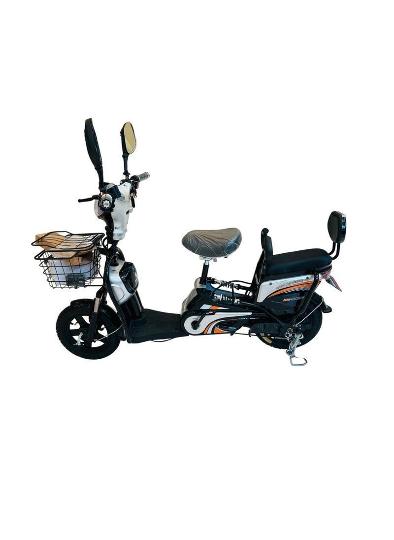 Electric Bike With Grocery Basket With Strong Battery Black 16 size Tyre