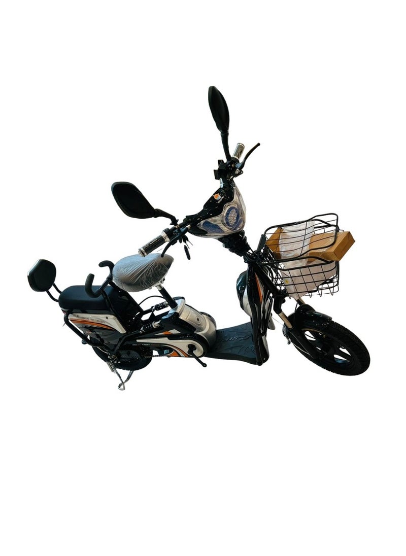 Electric Bike With Grocery Basket With Strong Battery Black 16 size Tyre