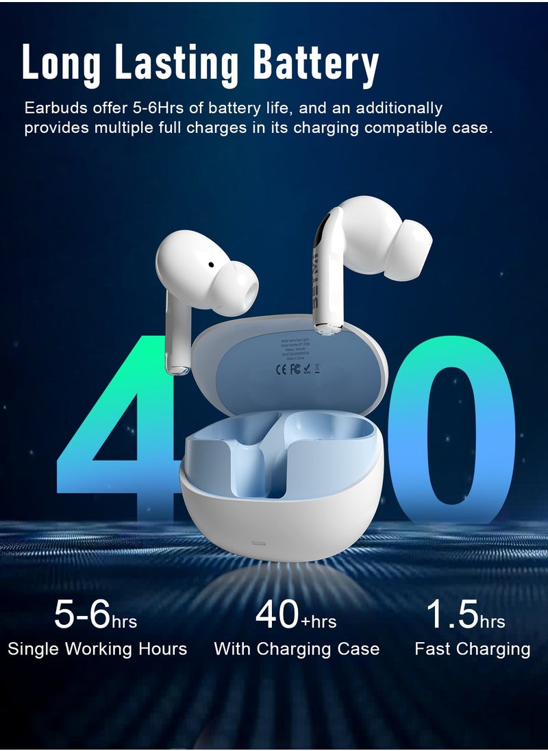 BETMI - True Wireless Earbuds - Fully In-Ear Bluetooth5.4 Headphones, IPX5 Waterproof TWS With Dual Mic For Sport, Light-Weight Earphones Playtime 40+Hours with Charging Case For Android iOS/iPhone - Black