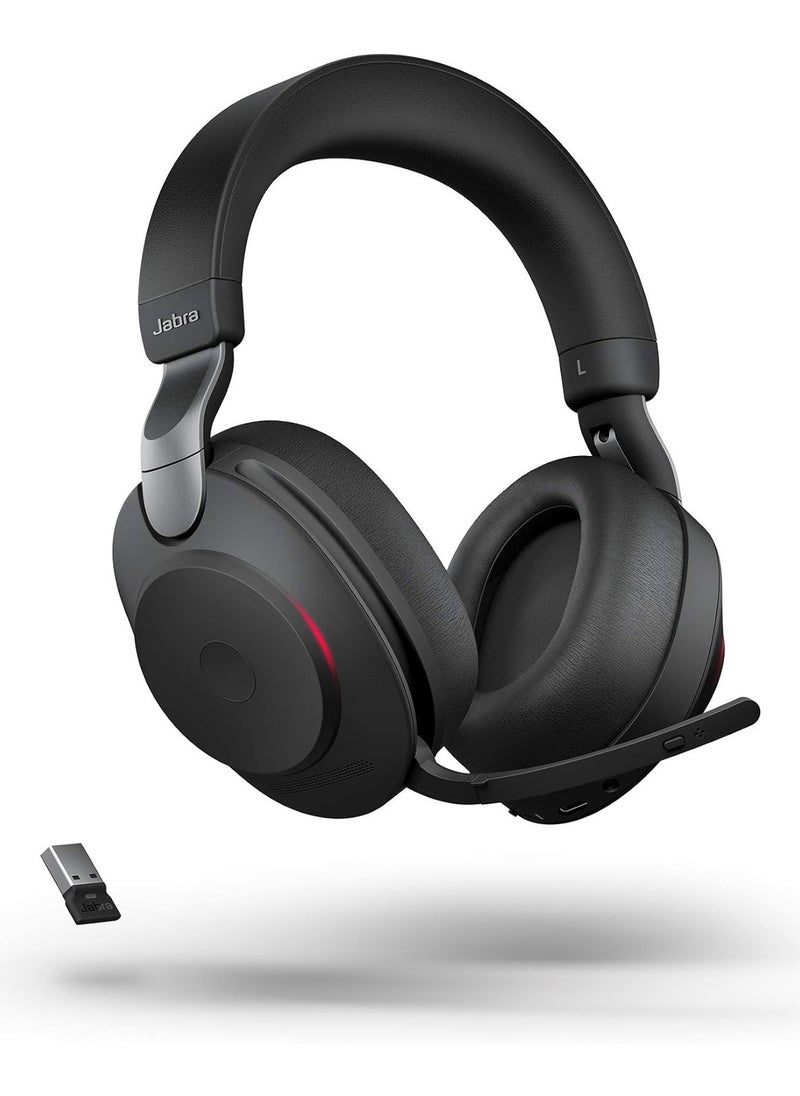 Jabra Evolve2 85 Wireless PC Headset (Top Rated Office Headphone & Mic) Advanced Noise-Cancelling Stereo Headphones with Long Battery Life, UC Certified, and Bluetooth USB-A Adapter