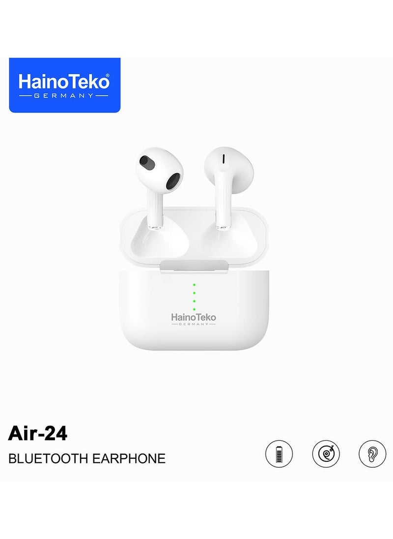 Haino Teko Air 24 True Wireless Bluetooth Earphones With Superior Sound Quality Super Clear Mic and Touch Controls Combatible With Android Mobiles and Tablets