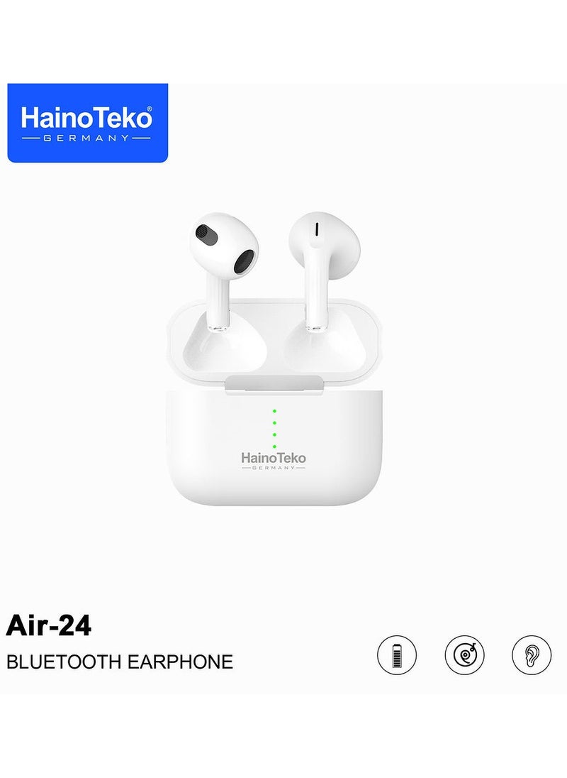 Haino Teko Air 24 True Wireless Bluetooth Earphones With Superior Sound Quality Super Clear Mic and Touch Controls Combatible With iPhones and iPads