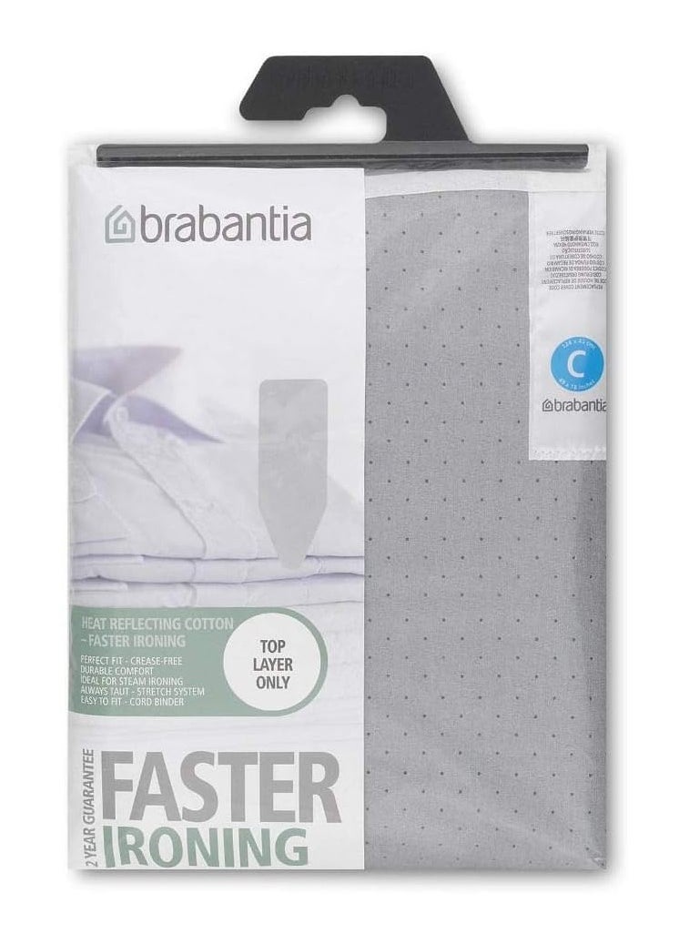 Brabantia 136702 Metallised Silver Ironing Board Cover, L 124 x W 45 cm, Size C