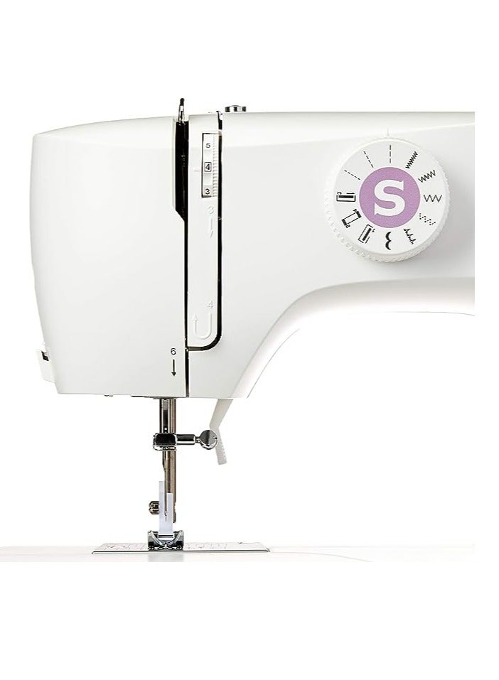 M1605 Domestic Sewing Machine, 6 Built-In Stitches, Easy Stitch Selection, With Front loading Bobbin & Adjustable Thread Tension Dial 1605 White