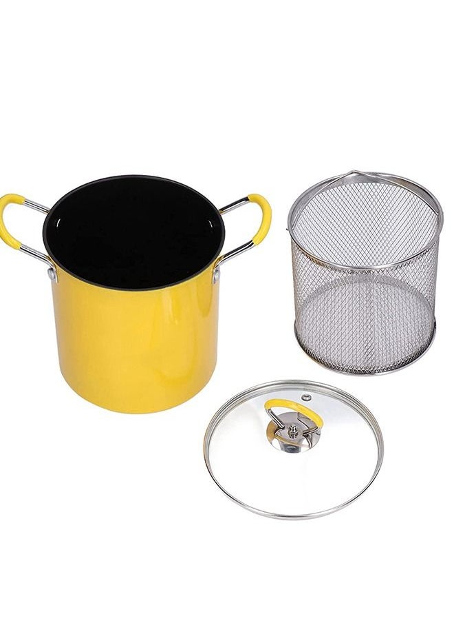 3L Stainless-Steel Frying Pot With Lid And Oil Filter For French Fries Shrimp Chicken