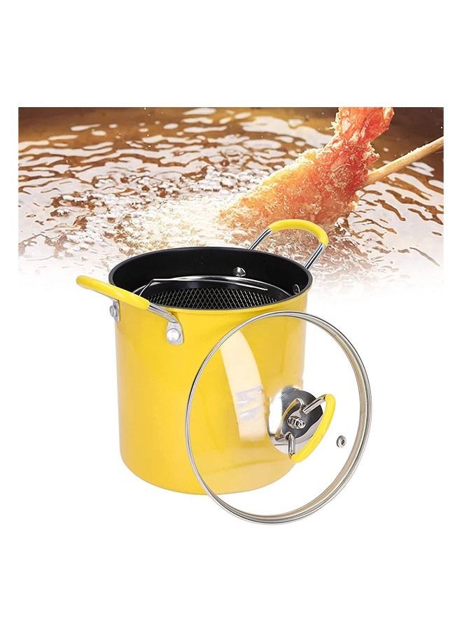 3L Stainless-Steel Frying Pot With Lid And Oil Filter For French Fries Shrimp Chicken