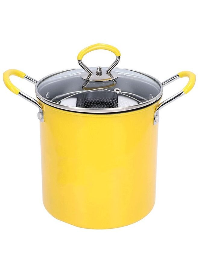 3L Stainless-Steel Frying Pot With Lid And Oil Filter For French Fries Shrimp Chicken