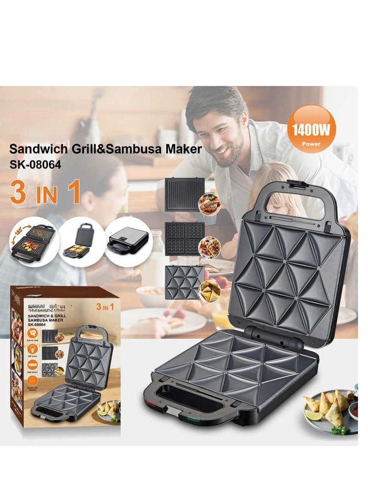 NEW 3 in 1 Sandwich Maker Waffle Maker Panini Press Grill Sandwich Toaster with Detachable Non-Stick Plates