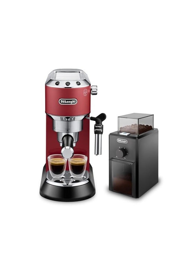 Dedica Style Pump Espresso Machine (Bundle) 1.1 L 1350 W EC685.R+KG79 Red + Black