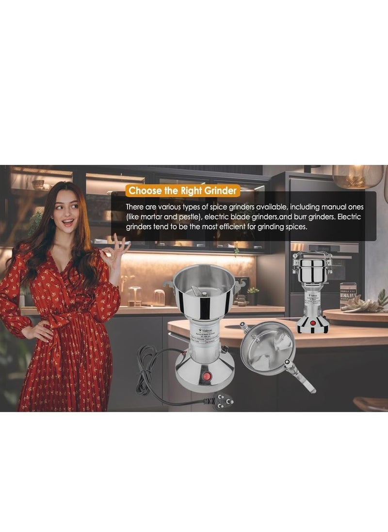 Vishvas Masala Grinder Machine for Home Use 100g, Portable Indian Spice Grinder Machine for Home (Silver 2)