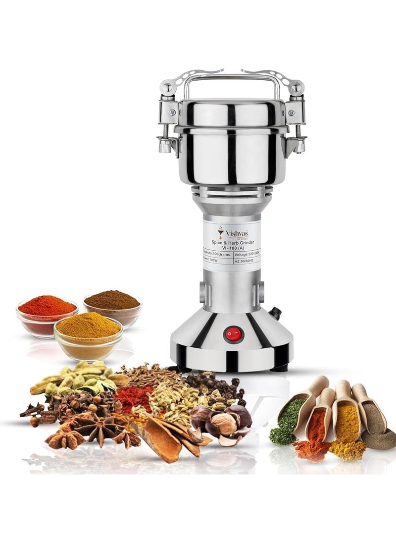 Vishvas Masala Grinder Machine for Home Use 100g, Portable Indian Spice Grinder Machine for Home (Silver 2)