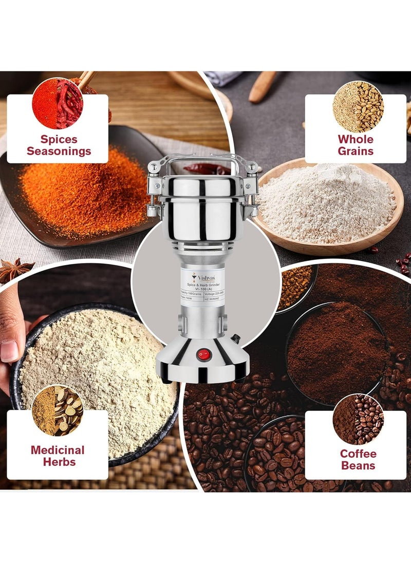 Vishvas Masala Grinder Machine for Home Use 100g, Portable Indian Spice Grinder Machine for Home (Silver 2)