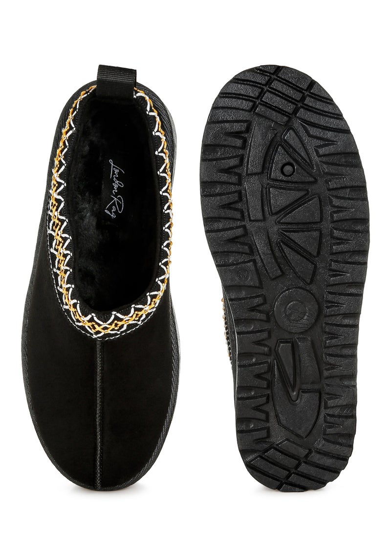 Embroidered Platform Classic Slip-On in Black