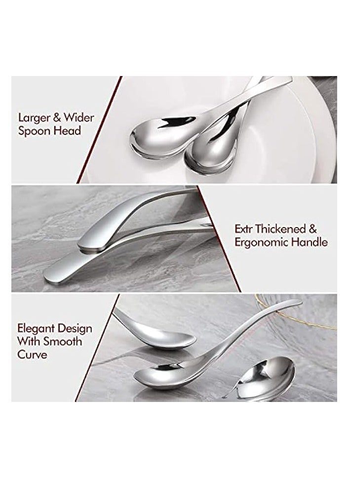 Thick Heavy-weight Soup Spoons, Stainless Steel Soup Spoons, Table Spoons, Set of 4