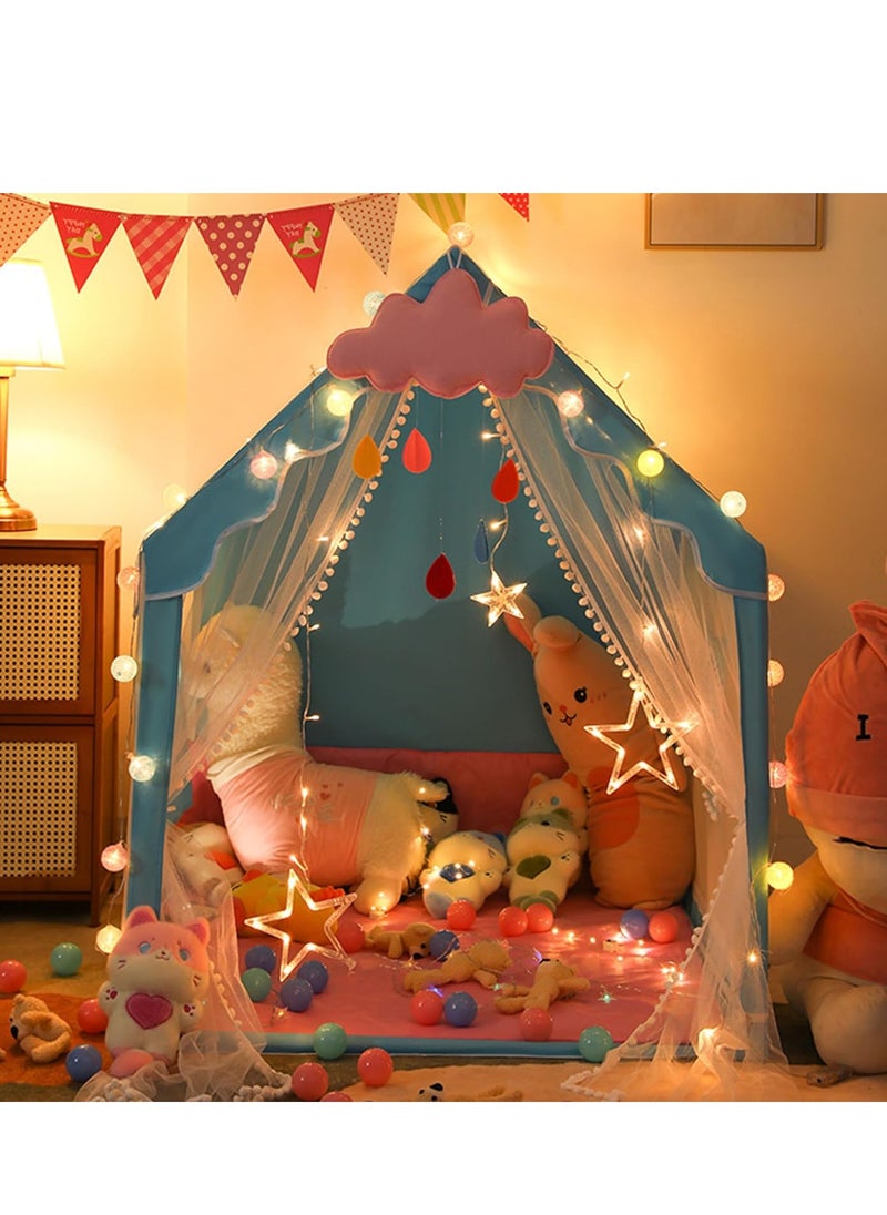 Kids Play Tent Children's Tent Indoor Princess Girl Boy Castle Game House Household Small House Outdoor Toy House with a String of Star Lights