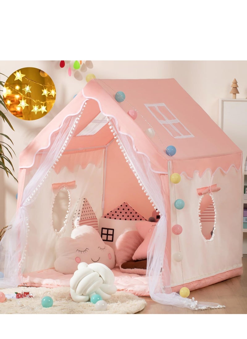 Kids Play Tent Children's Tent Indoor Princess Girl Boy Castle Game House Household Small House Outdoor Toy House with a String of Star Lights