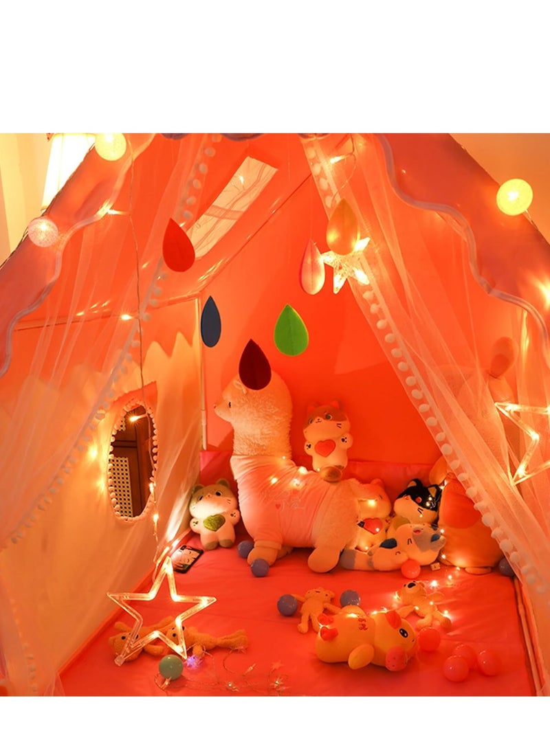 Kids Play Tent Children's Tent Indoor Princess Girl Boy Castle Game House Household Small House Outdoor Toy House with a String of Star Lights