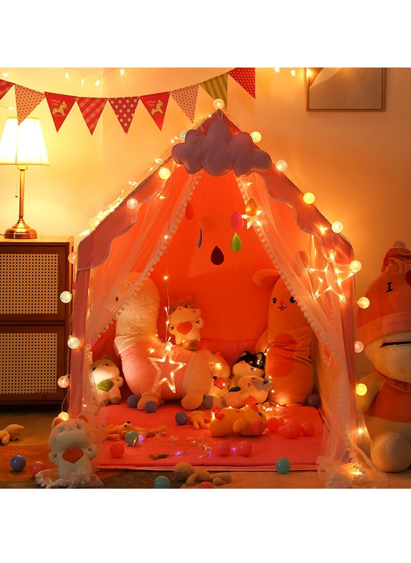 Kids Play Tent Children's Tent Indoor Princess Girl Boy Castle Game House Household Small House Outdoor Toy House with a String of Star Lights