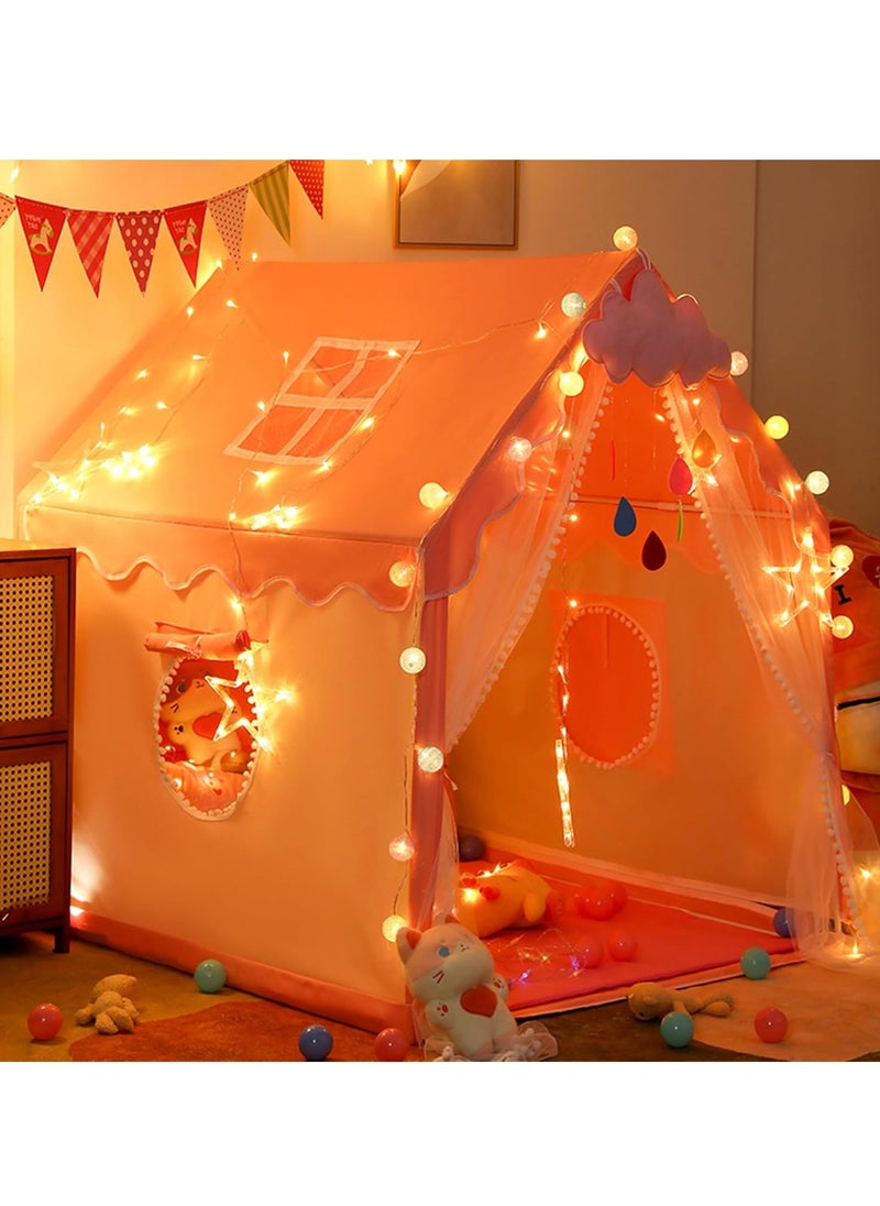 Kids Play Tent Children's Tent Indoor Princess Girl Boy Castle Game House Household Small House Outdoor Toy House with a String of Star Lights