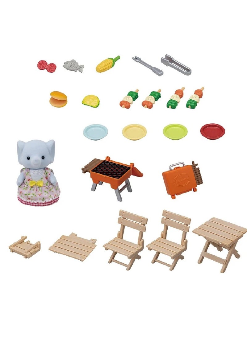 Sylvanian Families BBQ Picnic Set Elephant Girl