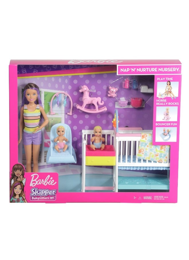 Barbie Skipper Babysitters Inc Nap ‘n' Nurture Nursery Dolls and Playset