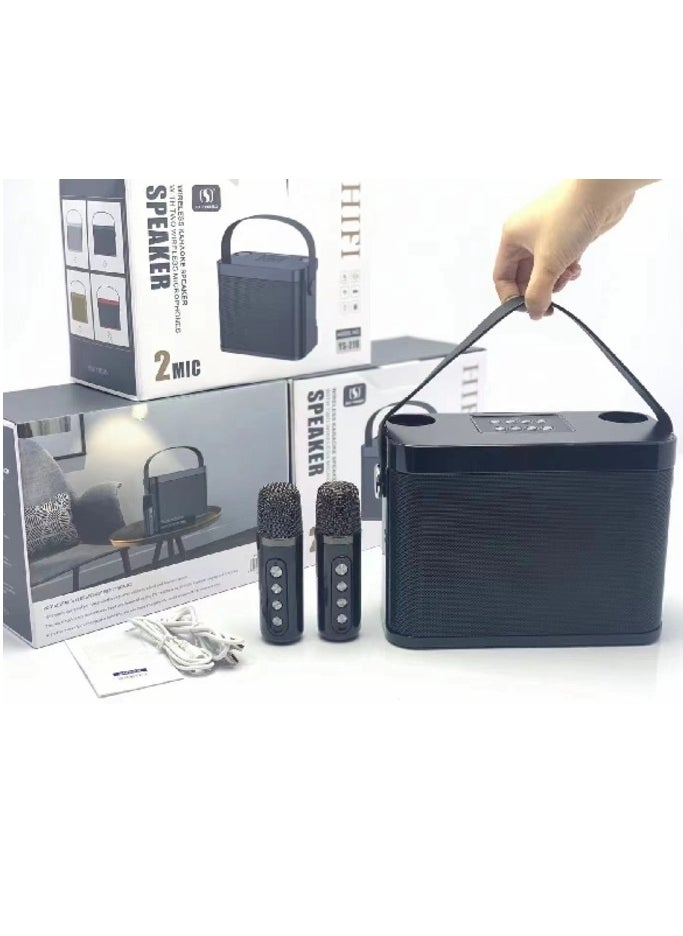 YS-219 Karaoke Machine with 2 Wireless Microphones Portable Speaker