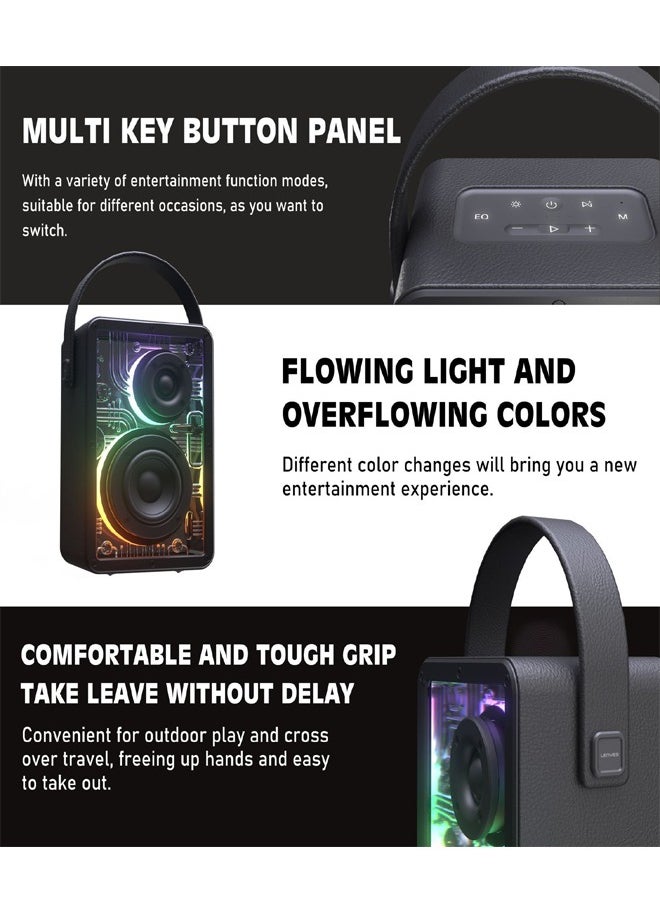 Lenyes S860 80W Wireless Speaker Bluetooth 5.3 Transparan Cyberpunk Rgb Colorful Led Light Portable Tws
