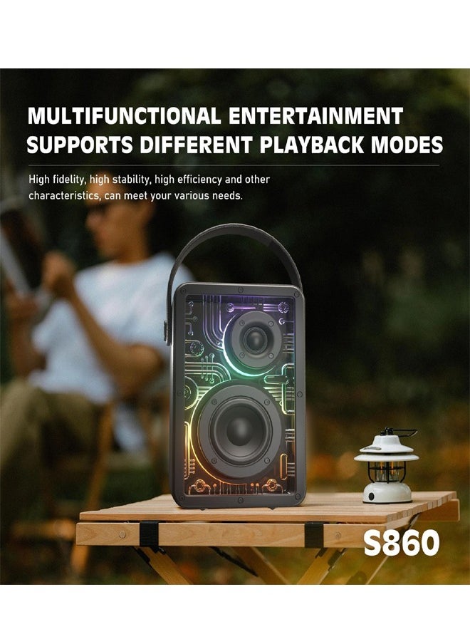 Lenyes S860 80W Wireless Speaker Bluetooth 5.3 Transparan Cyberpunk Rgb Colorful Led Light Portable Tws