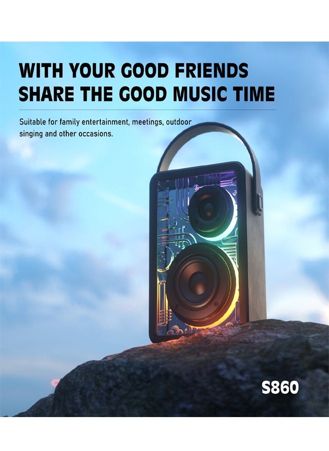 Lenyes S860 80W Wireless Speaker Bluetooth 5.3 Transparan Cyberpunk Rgb Colorful Led Light Portable Tws