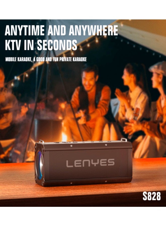 S828 - Speaker LENYES S-828 120W Portable KTV Wireless Speaker + Microphone Karaoke Bluetooth 5.0 Heavy Bass TWS