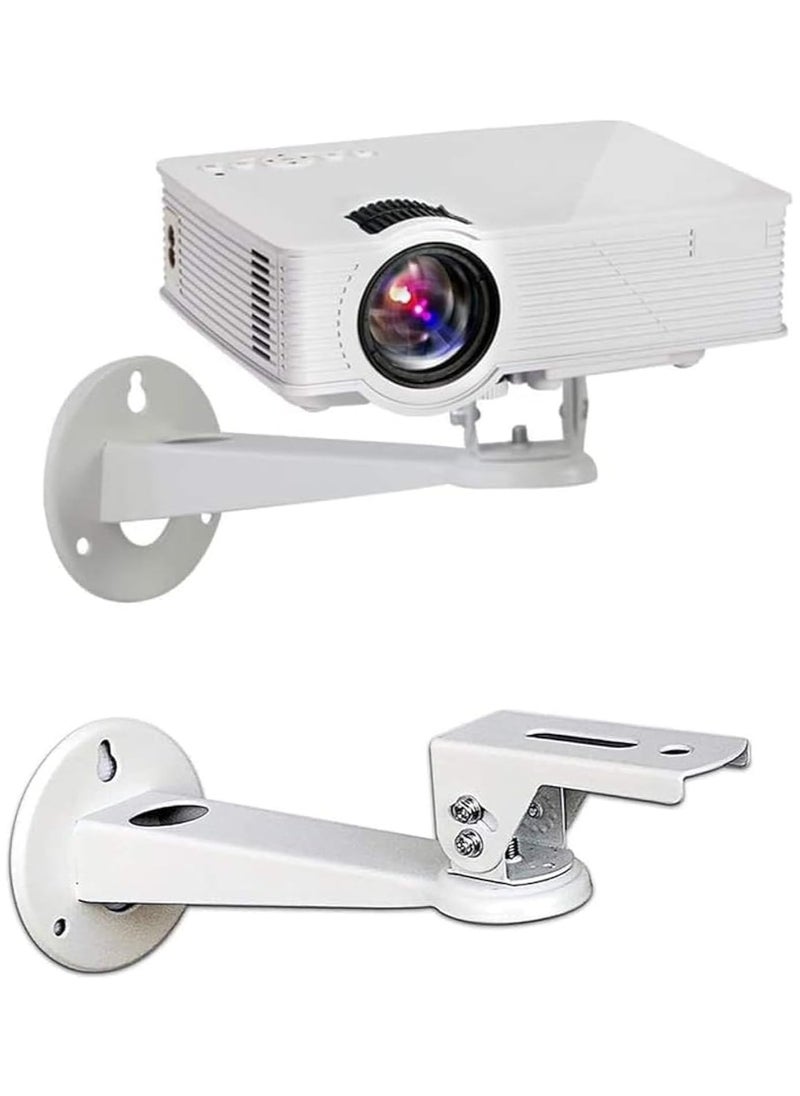 Projector Wall Mount, mini Projector Hanger, CCTV Security Camera Housing Mounting Bracket, for CCTV Camera Projector Webcam, with Load 11 lbs Length 7.8 inch, Rotation 360° White