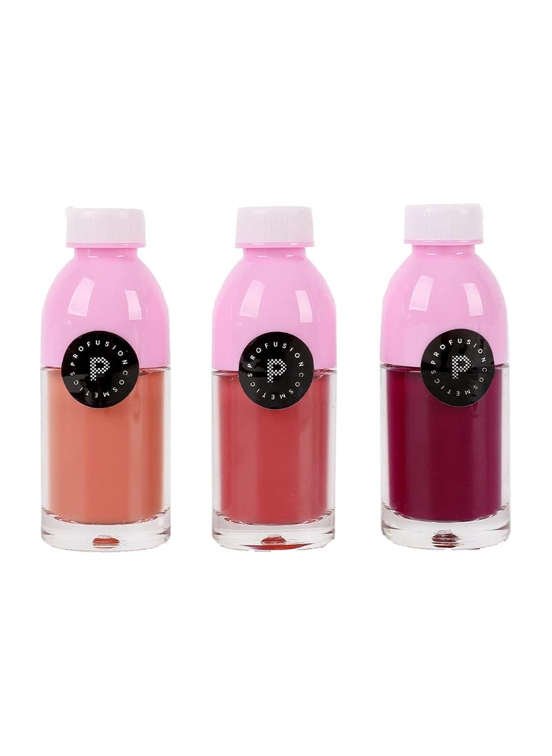 Fruit Tea Water Lip Tint Long-Lasting Lip Stains Gives you a Natural Flush of Color 3 piece