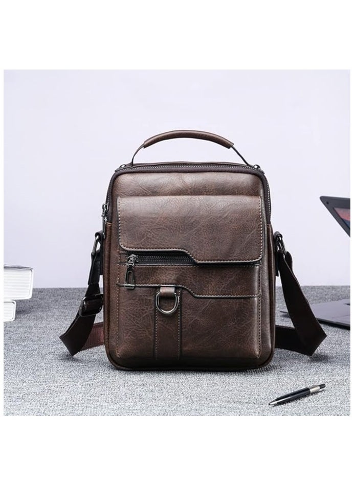 Leather Crossbody Bags for Men Leather Shoulder Bag Messenger Handbag Man Purse Travel Satchel for iPad 9.7