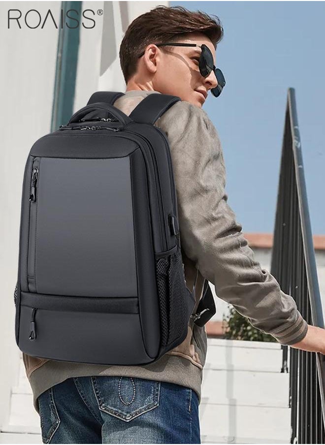 Stylish Waterproof Backpack for Men Includes USB Port Designed for School Work Travel and Business Use