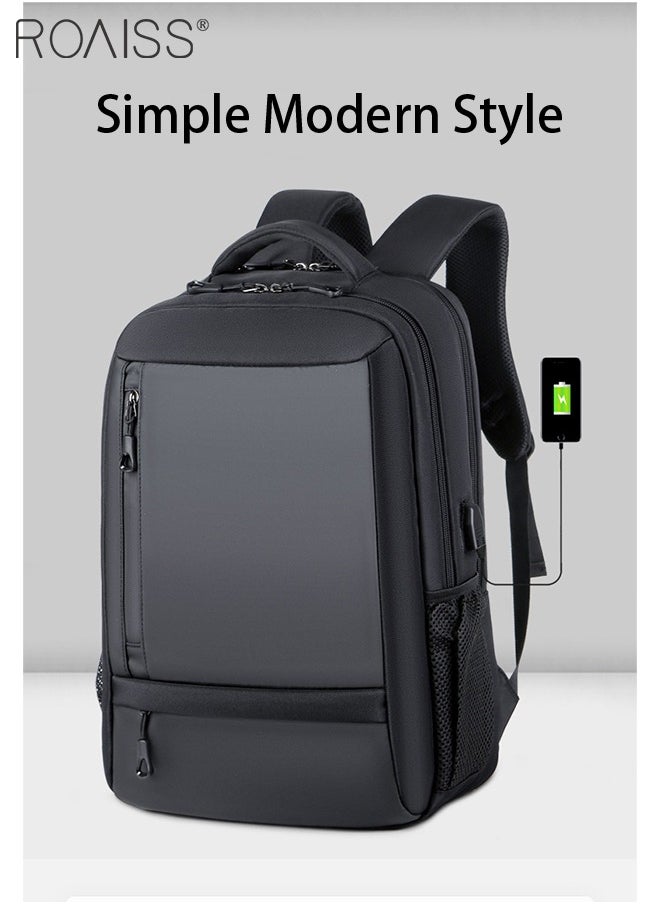 Stylish Waterproof Laptop Backpack with USB Port Ideal for Men Suitable for School Work Travel and Business in Black