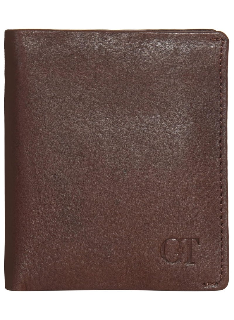 Grains & Tan Genuine Leather Minimalist Billfold Wallet for Men with RFID Blocking Slim Lightweight Bifold Wallet with 6 Credit Card Pockets and a Pull-tab for Easy Access Gift Box, Vintage Brown