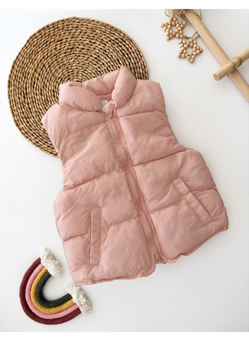 My Little One's Cicileri Pocket Children's Zippered Puffer Vest - Powder