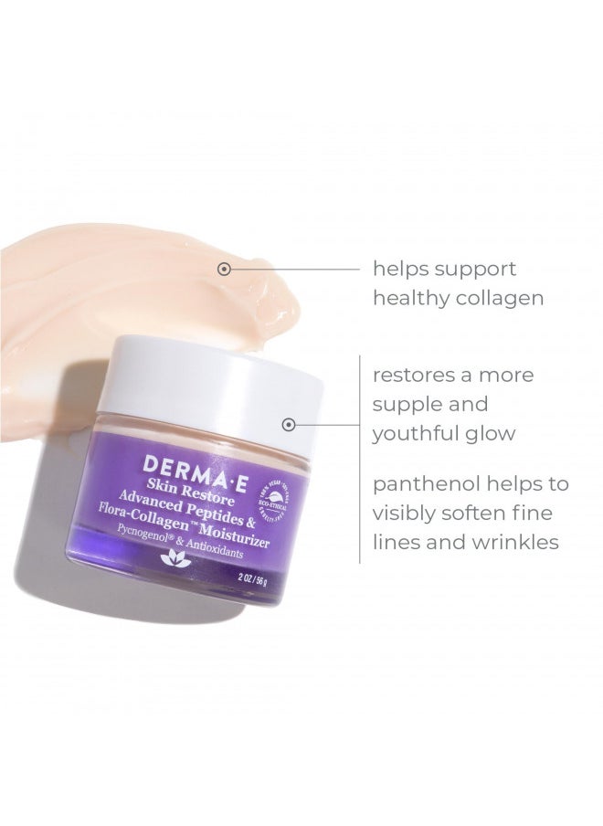DERMA E Advanced Peptides and Collagen Moisturizer Double Action Collagen Face Cream with Peptide Complex Intense Moisture Day and Night Cream for Women Natural Collagen Cream, 2oz