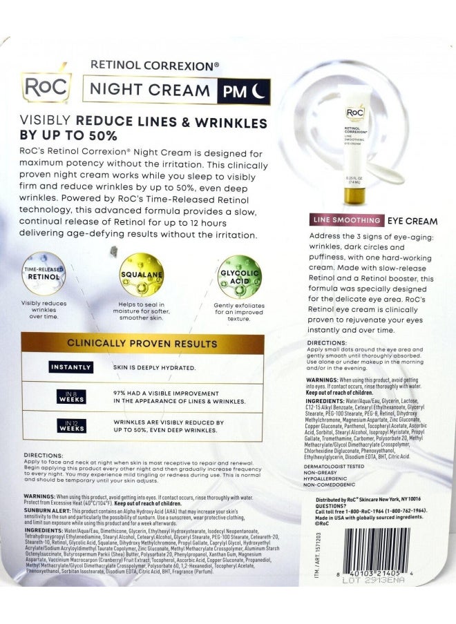 ROC Deep Wrinkle Night Cream Double Pack - New Larger Size 10% MORE!! , 1 Fl Oz (Pack of 2)