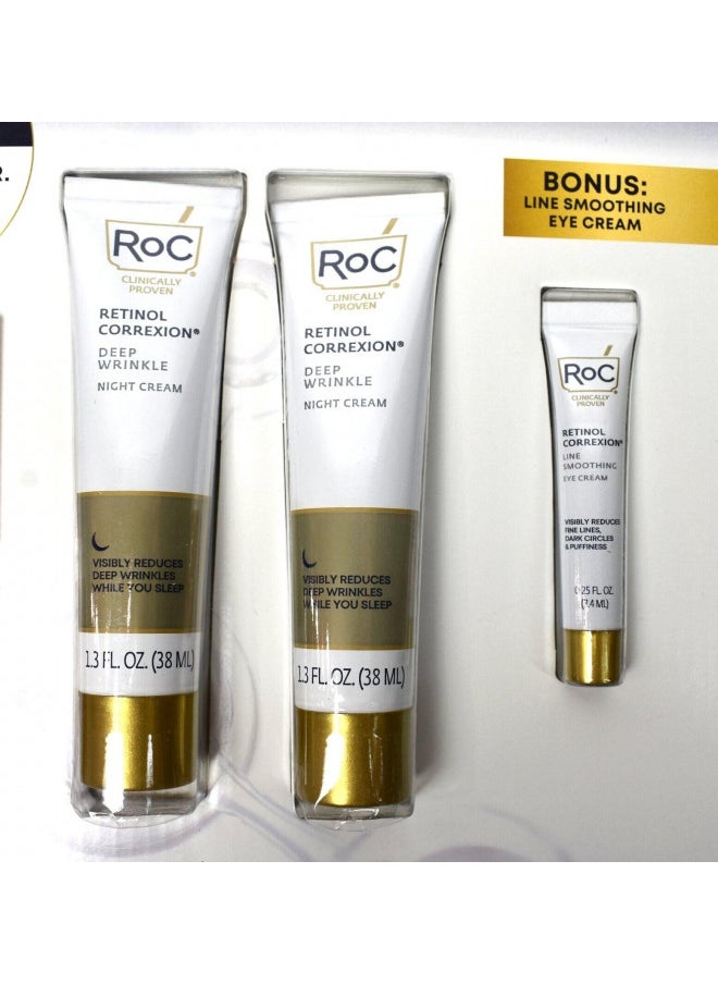 ROC Deep Wrinkle Night Cream Double Pack - New Larger Size 10% MORE!! , 1 Fl Oz (Pack of 2)