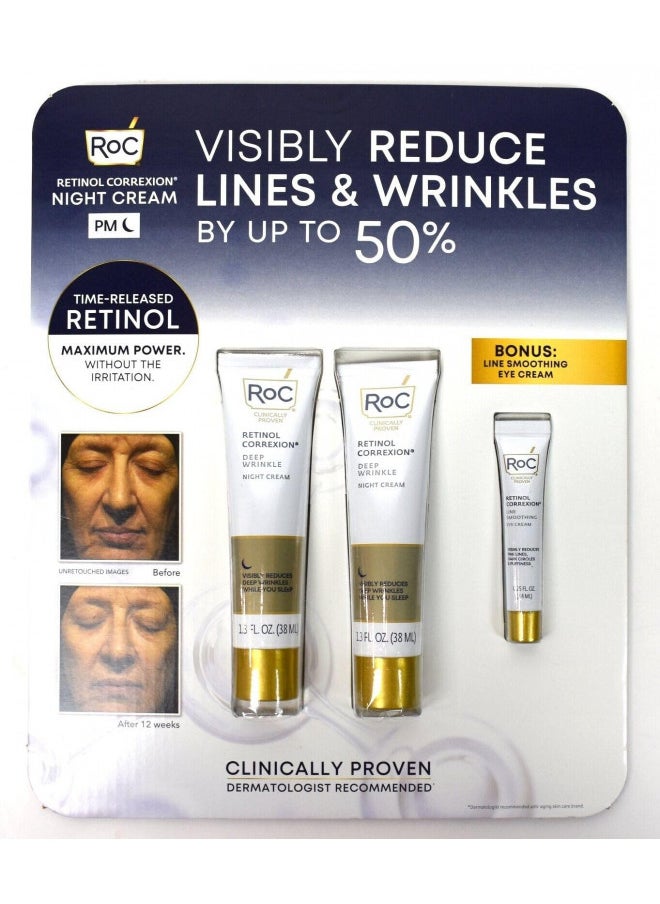 ROC Deep Wrinkle Night Cream Double Pack - New Larger Size 10% MORE!! , 1 Fl Oz (Pack of 2)